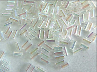 Miyuki Bugle Clear 0250 3mm 6mm Transparent Crystal AB Bead 10g